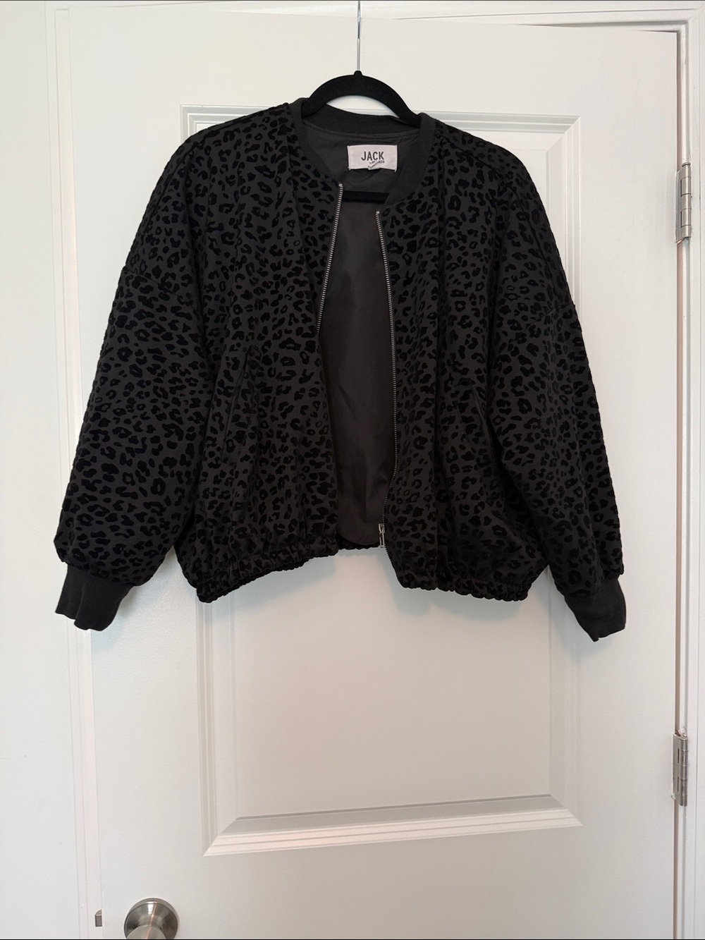 Jack by BB Dakota Black Leopard Flocked Bomber Jacket